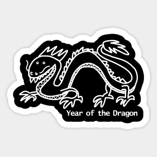 Small Year of the Dragon White Line Sticker